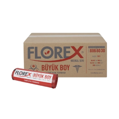 Tıbbi Atık Torbası Büyük Boy 60*85 cm. 470 gr. / 10 Rulo (100 Adet)