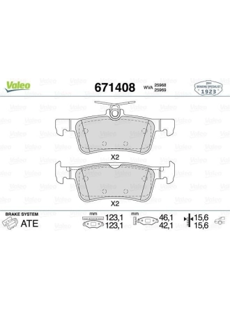 VALEO 671408 | Fren Balata Arka 14-Pt.308-Combo.E