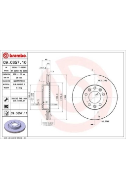 BREMBO 09.C657.11 | Fren Diski Ön Havalı 266 mm (Peugeot 308 II 13-/ 308 Sw II 14 -) | 2 Adet