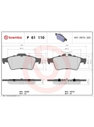 BREMBO P61110 | Fren Balatası