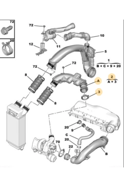 Peugeot RCZ 1.6THP 16 VALF Turbolu 2010 -2015 Turbo Hortum Frow Marka