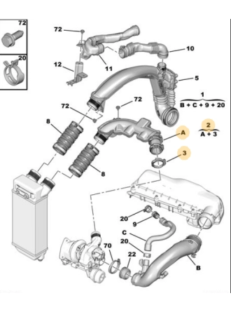 Peugeot RCZ 1.6THP 16 VALF Turbolu 2010 -2015 Turbo Hortum Frow Marka