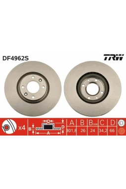 TRW DF4962S | Disk On (Ad) 12-208-308-3008-5008-C4-Ds4-Ds5 (Kutu Fıyat Tek) | 2 Adet