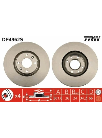 TRW DF4962S | Disk On (Ad) 12-208-308-3008-5008-C4-Ds4-Ds5 (Kutu Fıyat Tek) | 2 Adet