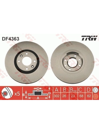 TRW DF4363 | Disk On 07 ≫, Pt.207-C4.Picasso Kaplamalı | 1 Adet