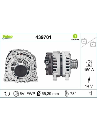 VALEO 439701 | Alternatör Kmp 10-207-308-508-3008-5008-C3-C4-C5-Prt-Brl 1.6Hdi