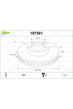 VALEO 197561 | Disk On (Ad) 11-Pt.308-407-508-C4.Picasso-C5 1.2Vti-1.6-2.0Hdi (Kutu-Fıyat=Tek) | 1 Adet