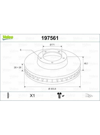 VALEO 197561 | Disk On (Ad) 11-Pt.308-407-508-C4.Picasso-C5 1.2Vti-1.6-2.0Hdi (Kutu-Fıyat=Tek) | 1 Adet