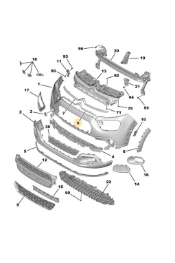 PSA 9835653180 | Citroen C3 B618 Makyajlı Ön Tampon Alt Nikelajı Orijinal
