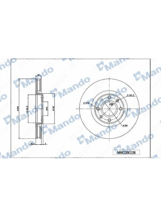 MANDO MBC030128 | Disk On (Ad) Pt.307-308-C3-C4 1.6-2.0 08-Prt-Brl 1.6Hdi | 2 Adet