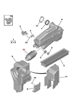 PSA 1680408480 | Citroen C4 2005-2010 1.6 Benzinli 16 Valf Hava Filitre Ara Boru Orijinal