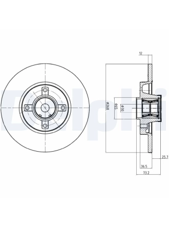 DELPHI BG9053RSC | Disk + Rulman Arka (Ad) 08-Partner-Brl-C4.Pcs 1.6Hdi (1.Disk + 1.Rulman) Kaplamalı | 1 Adet