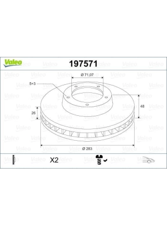 VALEO 197571 | Disk On (Ad) 18-Pt.Partner-Berlingo | 2 Adet