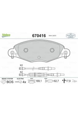VALEO 670416 | Fren Balata Ön 01-05 C5 2.2Hdi 05-2.0-2.2Hdi