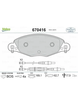 VALEO 670416 | Fren Balata Ön 01-05 C5 2.2Hdi 05-2.0-2.2Hdi