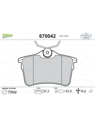 VALEO 670042 | Fren Balata Arka 08-Partner.Tepee-Brl 1.6Hdi