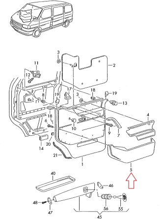 Gkl Volkswagen T4 1996-2003 Sol Kapı Cebi 701867131