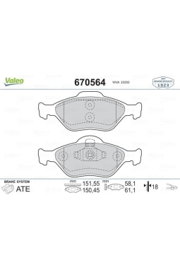 VALEO 670564 | Fren Balata Ön 06-Yaris 01-Fiesta-Fusion-Mazda.2