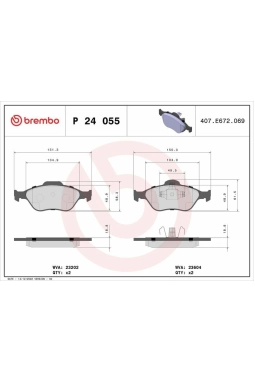 BREMBO P24055 | Fren Balatası Yaris Mazda 2 06-Ön