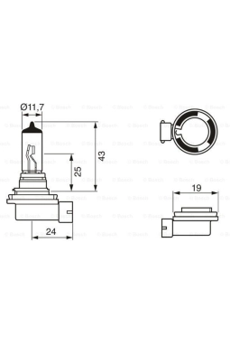 Bosch Ampul - Pure Light - 12 V - H11 - 55 W - PGJ19-2 H11