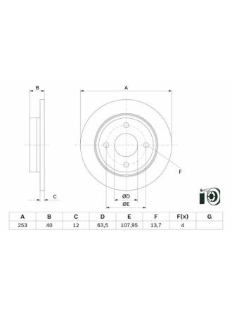 BOSCH 0986479F63 | Ford Fiesta 2018 Model Sonrası Arka Disk Takımı