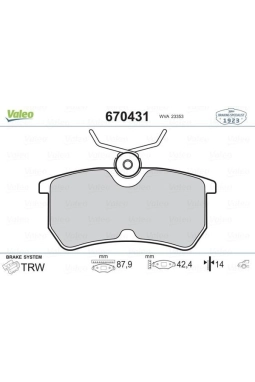 VALEO 670431 | Fren Balata Arka 99-04 Focus