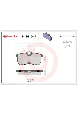 BREMBO P24047 | Fren Balatası Arka (Ford Focus 98 -)