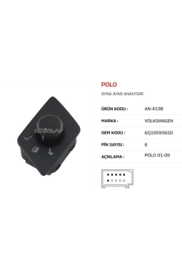 Kraw Ayna Ayar Anahtarı Vw Polo 2002-2010 6 Uç Pin 6Q0959565D Kraw AN453B