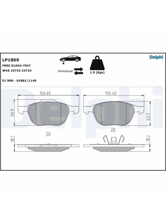 DELPHI LP1869 | Ford Focus 2011-2018 Ön Fren Balata Takımı