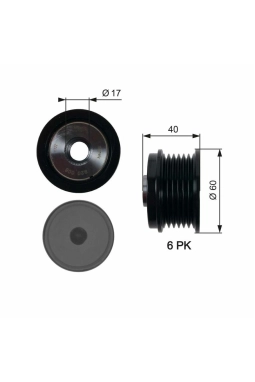 GATES OAP7154 | Alternatör Kasnağı 09-Fiesta-Focus-Cmax 1.4-1.6-2.0Tdci