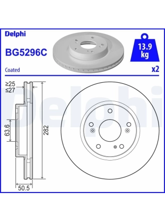 DELPHI BG5296C | Ön Fren Diski (Çiftli Paket) Boyalı Delikli Focus IV (Hn) F