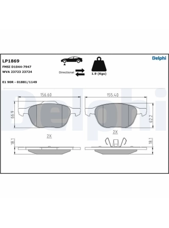 DELPHI LP1869 | Ford C-Max 2010-2018 Ön Fren Balata Takımı