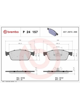 BREMBO P24157 | Ön Fren Disk Balata (Focus 2011-Kuga 2013-Connect 2013 -) | 1 Adet