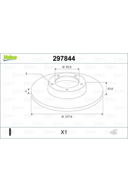 VALEO 297844 | Disk Arka (Ad) 03-Connect 1.8Di-TDCI *E.F.U** | 2 Adet