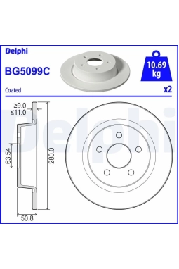 DELPHI BG5099C | Arka Disk Ayna  Takım Yeni Connect 14 - | 1 Adet