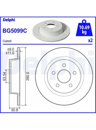 DELPHI BG5099C | Arka Disk Ayna  Takım Yeni Connect 14 - | 1 Adet