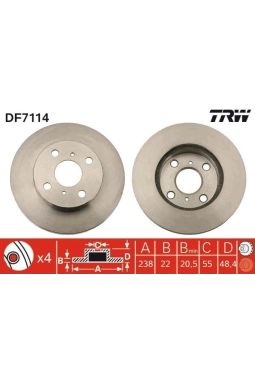 TRW DF7114 | Disk On 93-01 Corolla | 1 Adet