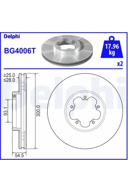 DELPHI BG4006T | Ön Fren Disk Ayna Transit V347 2,2 TDCI / 2,4Tdcı / 3,2 TDCI 06 /-A,Ceker Ölçü: (300 * 28) | 1 Adet