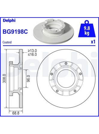 DELPHI BG9198C | Disk Arka 12-Transit.Custom 2.2Tdci Kaplamalı | 1 Adet
