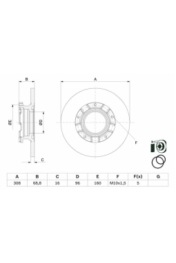 BOSCH 0986479F62 | Disk Arka (Ad) 12-Transit.Custom 2.2Tdci | 1 Adet
