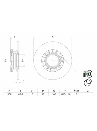 BOSCH 0986479F62 | Disk Arka (Ad) 12-Transit.Custom 2.2Tdci | 1 Adet