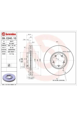 BREMBO 09.C240.10 | Fren Disk Ön Hava Kanallı 288-5 (Ford Transit Custom V362 14 -) | 1 Adet