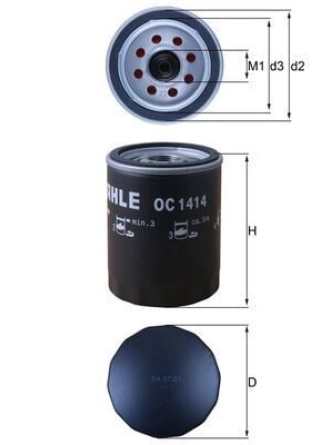 MAHLE OC1414 | Yağ Filtresi 17-Transit-Tourneo.Custom 2.0Tdci