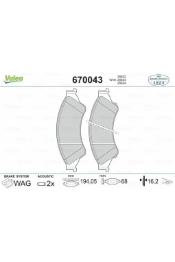 VALEO 670043 | Ford Ranger  Ön Fren Balata Takımı 2011-2020 Model Arası