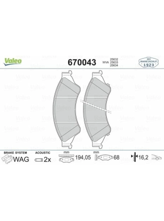 VALEO 670043 | Ford Ranger  Ön Fren Balata Takımı 2011-2020 Model Arası