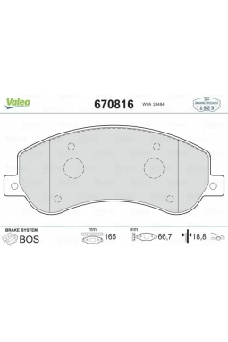 VALEO 670816 | Fren Balata Ön 07-Transit 2.2-2.4 TDCI V347 Ar.Cek