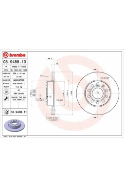 BREMBO 08.9488.10 | Fren Diski VW Caddyııı,Jettaııı Arka | 2 Adet