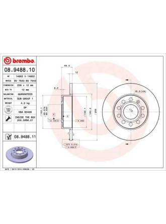 BREMBO 08.9488.10 | Fren Diski VW Caddyııı,Jettaııı Arka | 2 Adet