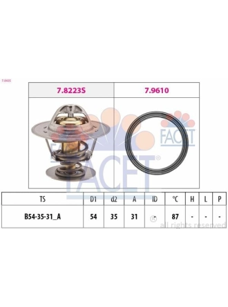 FACET 7.8435 | Termostat 87°A3 A4 A6bora Caddy 2 Golf Jetta 2 Passat Polo T4 T5 Octavia Cordoba Ibiza Fabia Felıca