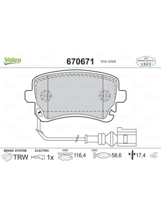 VALEO 670671 | Fren Balata Arka 03-Tprt.T-5 + Fs